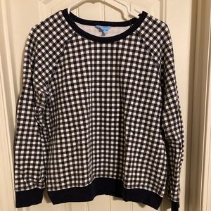 Draper James Natalie Sweatshirt in Navy Gingham, size large